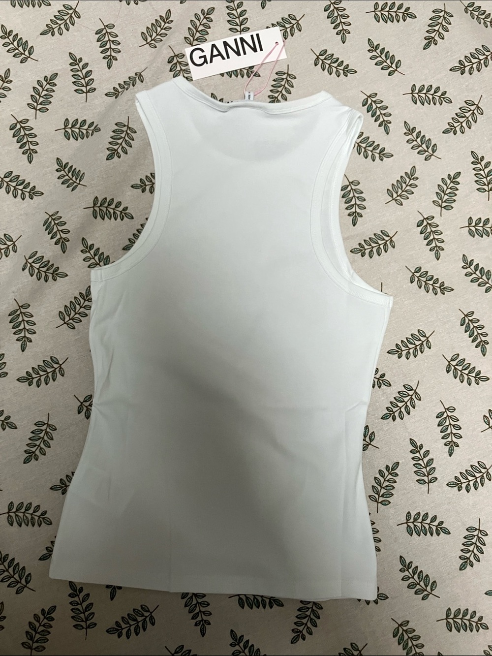Ganni White Tank Top with Red Cherry heart Graphic print sleeveless Tee - Picture 6 of 6